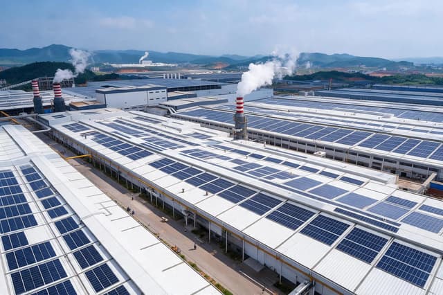 Aerial view of the Ceraglow ceramic and porcelain tile factory in Foshan, China