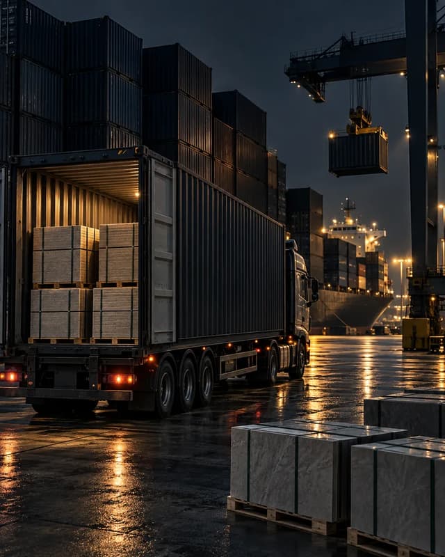 Container terminal prepared for ceramic tile export logistics and distribution