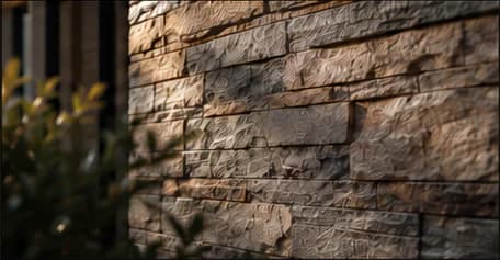 Manufactured stone veneer installed on an exterior facade