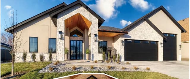 Limestone veneer applied to a residential exterior