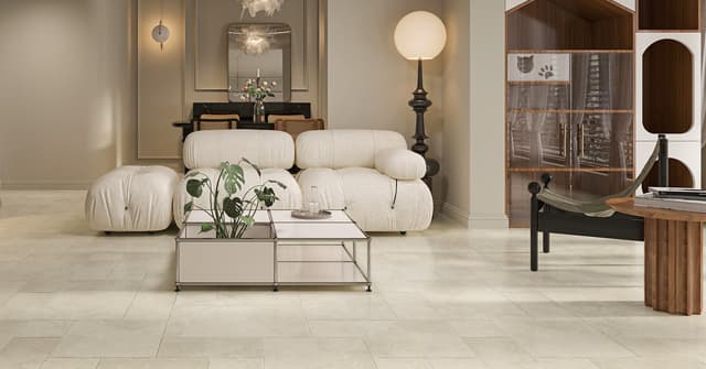 Light Castle Manor modular tiles installed in an indoor living room