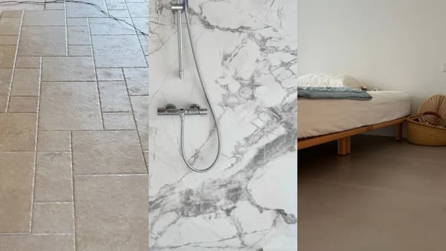 Coordinated floor, bathroom wall and bedroom tiles for a Nairobi villa