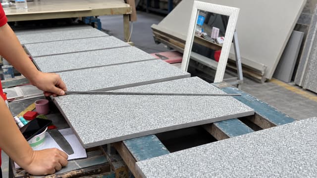 Ceramic tile dimensions and edge straightness measured with a straightedge