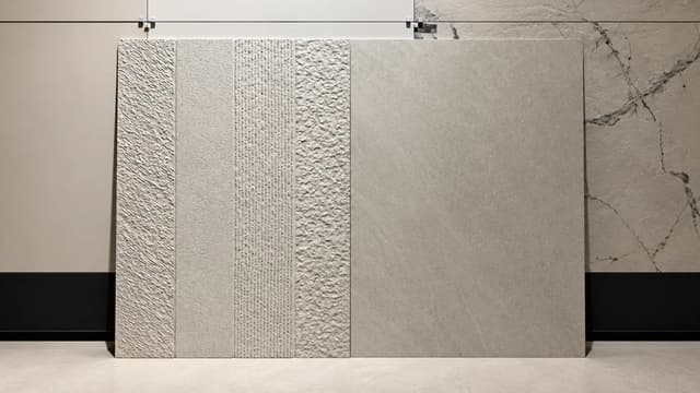 The same tile design shown in matte and polished finishes