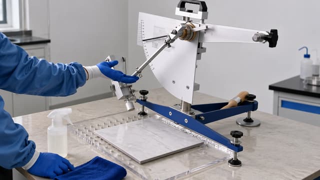 Dynamic coefficient of friction test performed on a tile surface